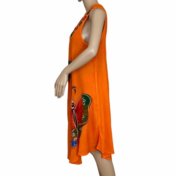 😳SALE😳 MM Collection Women’s Dress Orange 🍊 Print Rayon - Picture 3 of 6